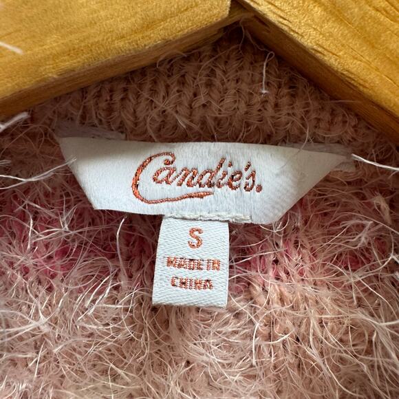 Y2K Candies Eyelash Sweater Womens Small Stretch Mock Neck Pink Striped Coquette - Picture 2 of 10